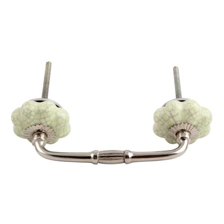 Washed Green Crackle Ceramic Melon Bridge Handle